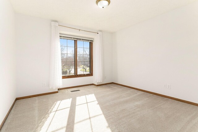 spare room featuring light colored carpet