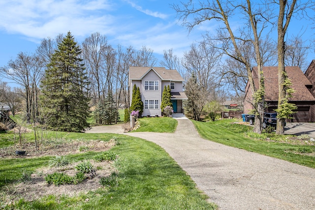 view of front of house with a front lawn