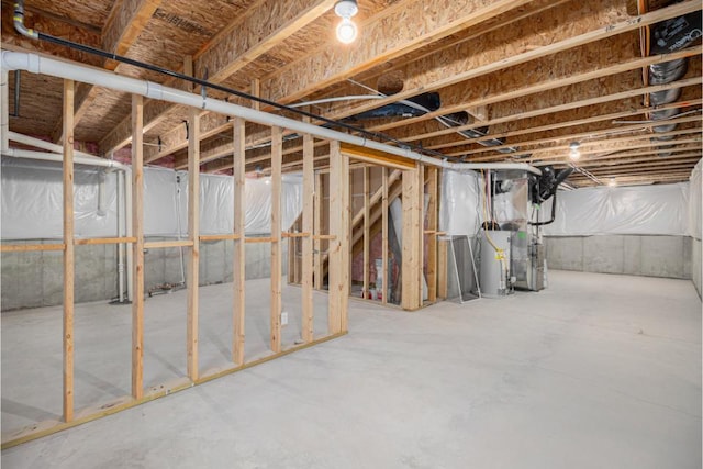 basement with gas water heater