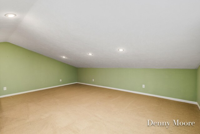 additional living space featuring carpet and lofted ceiling