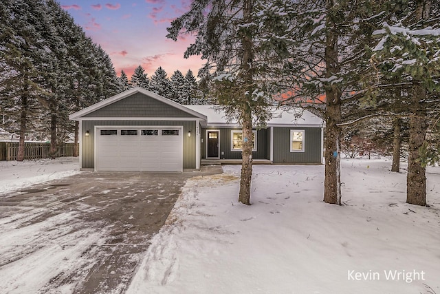 view of front of home featuring a garage