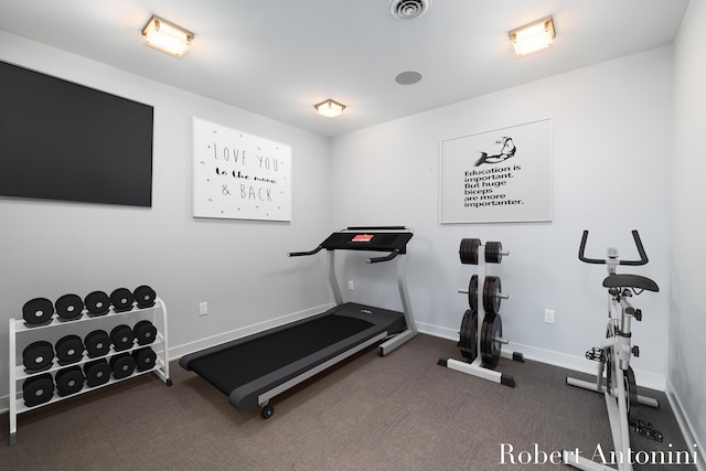 exercise area with dark carpet