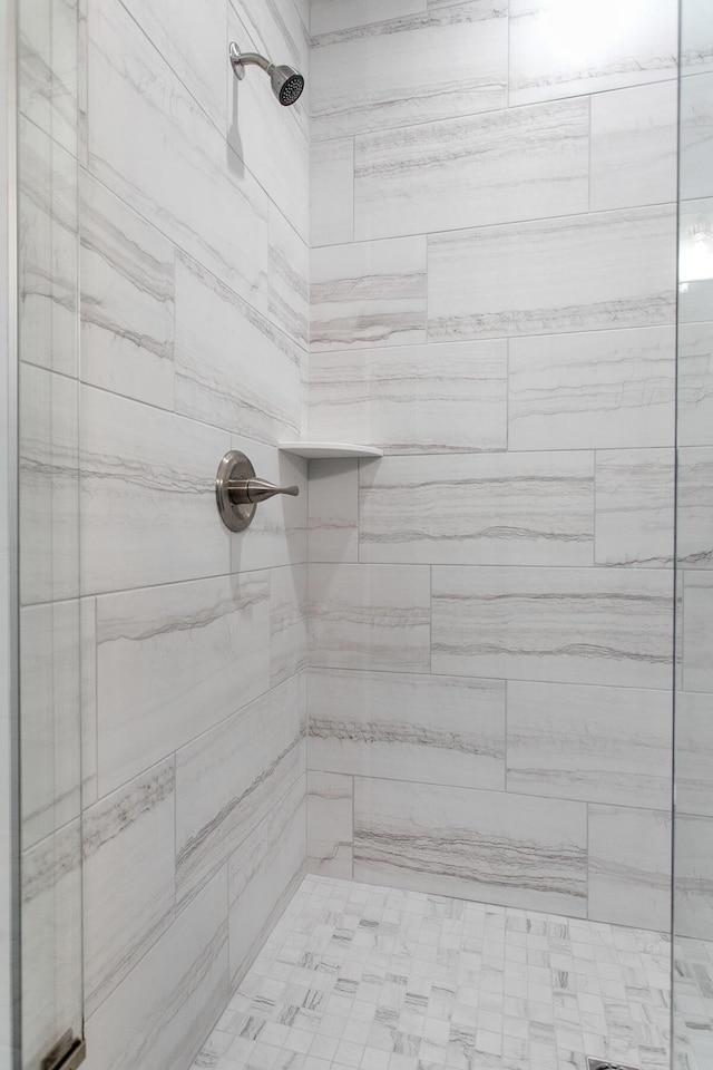 interior details featuring tiled shower