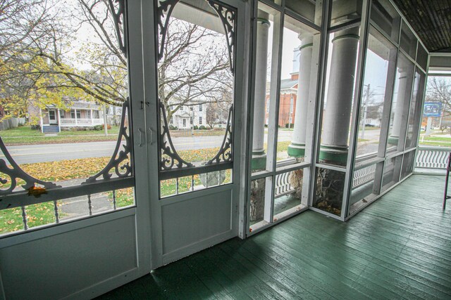 view of unfurnished sunroom