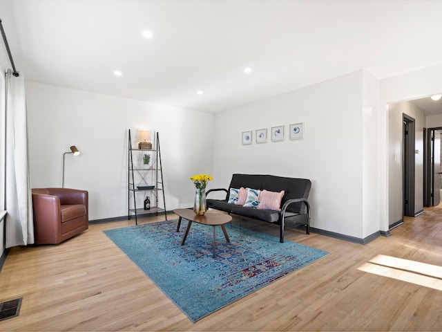 living room with light wood-type flooring