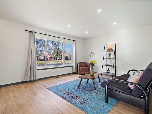 living room featuring light hardwood / wood-style flooring