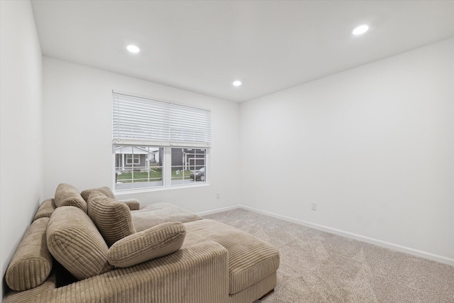 living area with carpet floors