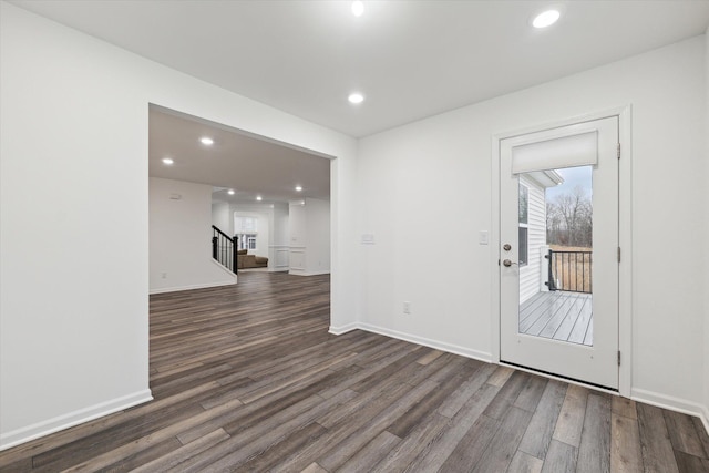 entrance foyer with dark wood-type flooring