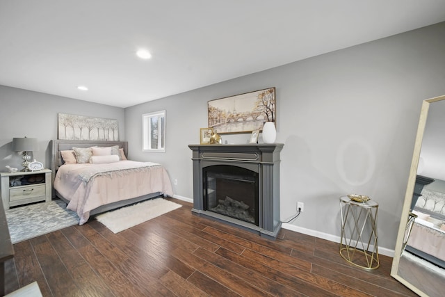 bedroom featuring dark hardwood / wood-style floors