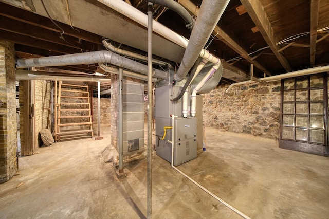 basement with heating unit