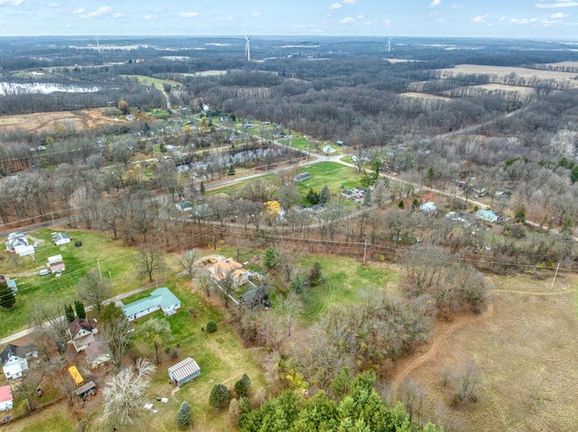 birds eye view of property with a rural view