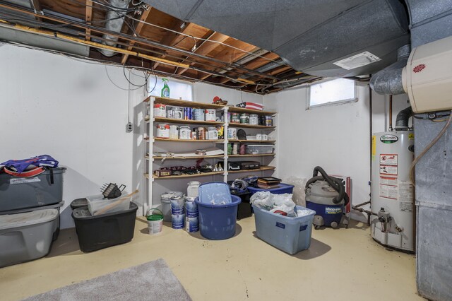 basement with gas water heater