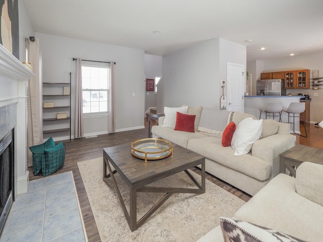 living room with wood-type flooring