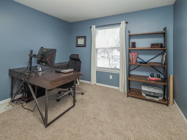 office with light carpet