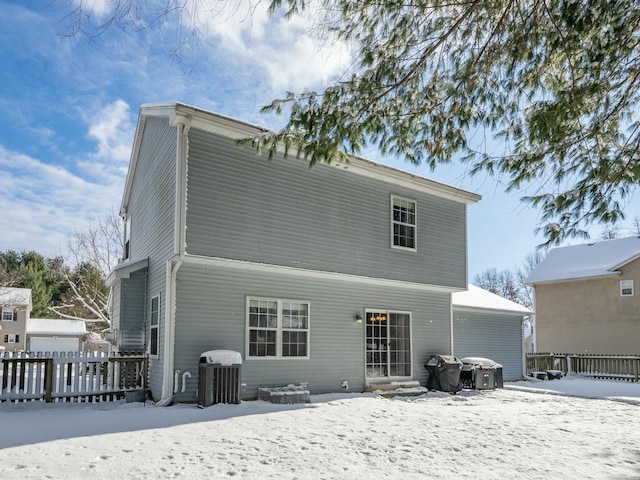 view of snow covered property