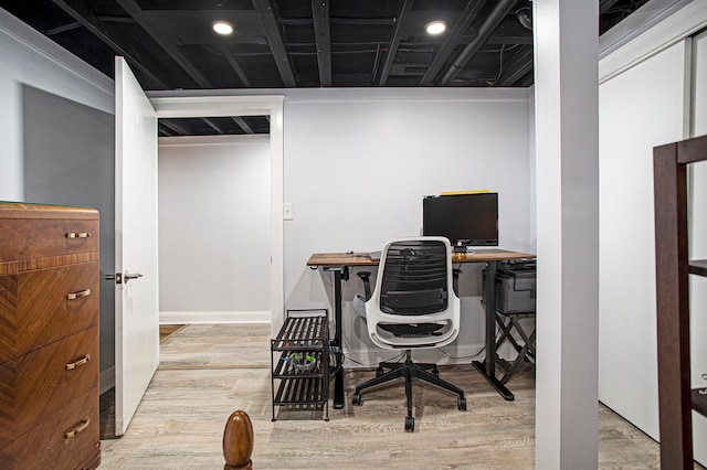 office featuring light wood-type flooring