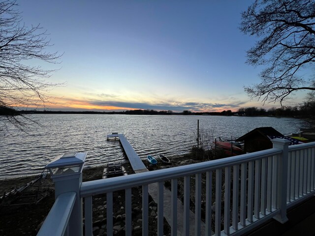 view of dock featuring a water view