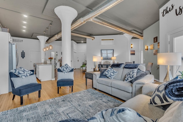 living room featuring light hardwood / wood-style flooring