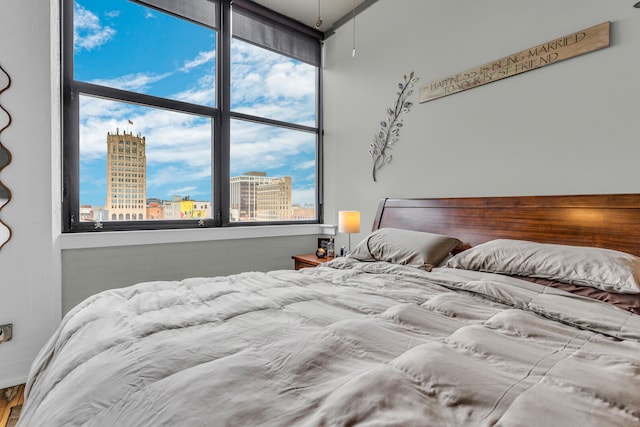 bedroom with hardwood / wood-style flooring