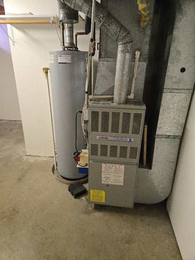 utility room with water heater