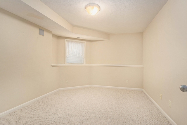 empty room featuring carpet flooring and a textured ceiling