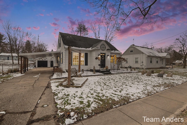 view of front of property featuring a carport