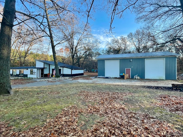 exterior space featuring a garage