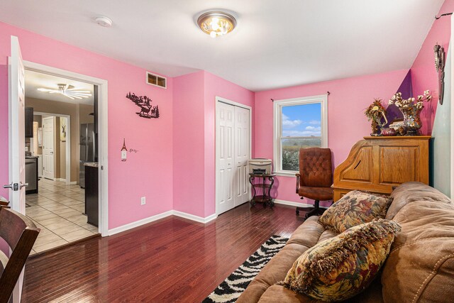 living room with hardwood / wood-style floors