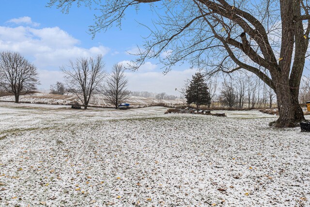 view of yard layered in snow