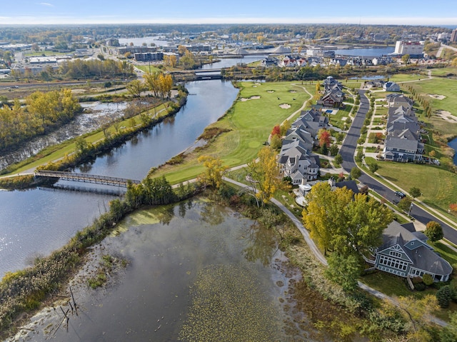 bird's eye view featuring a water view