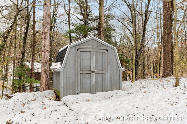 view of snow covered structure