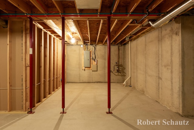 basement with electric panel