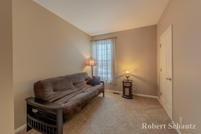 living room with light carpet