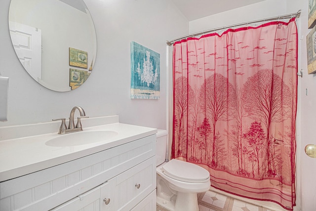 full bathroom featuring vanity, toilet, and shower / bathtub combination with curtain