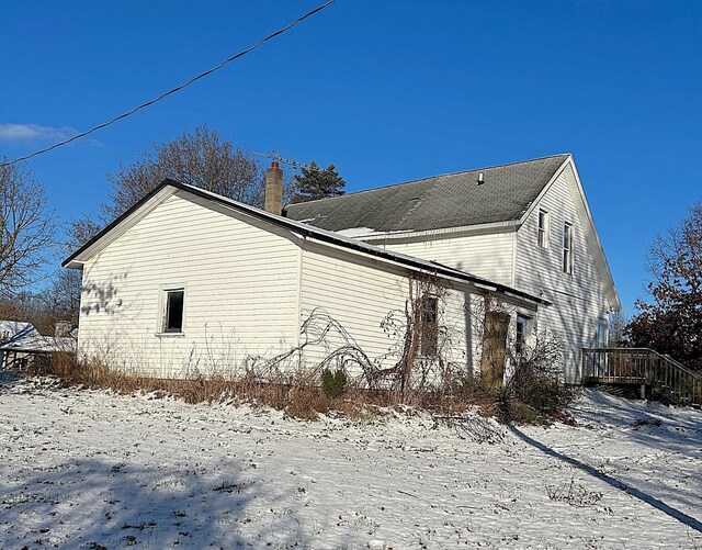 view of snow covered exterior