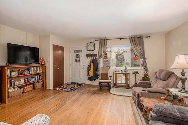 living room with light hardwood / wood-style floors