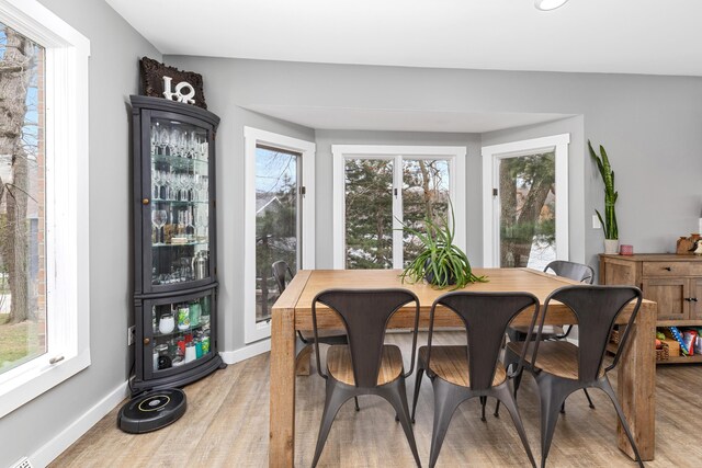 dining room with light hardwood / wood-style floors