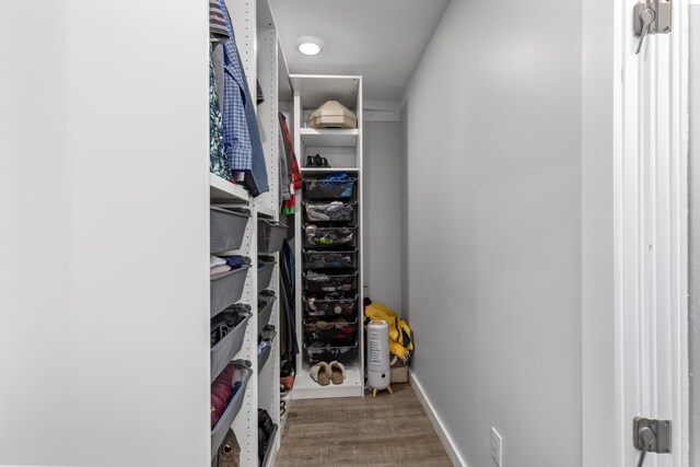 walk in closet featuring hardwood / wood-style floors