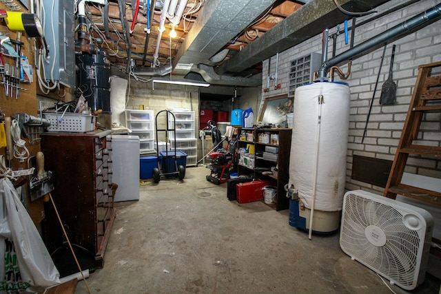 basement with gas water heater