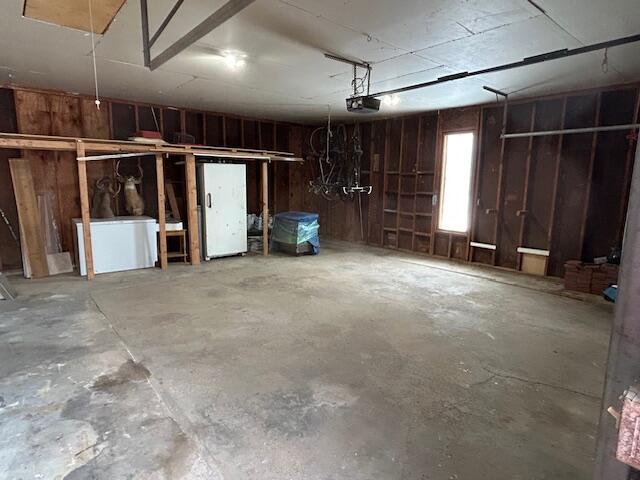 basement with fridge