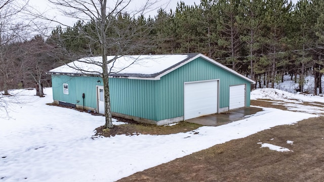 exterior space with a garage