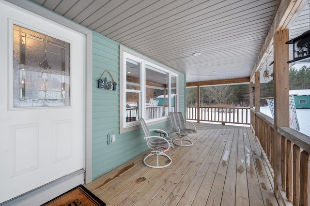 deck with covered porch