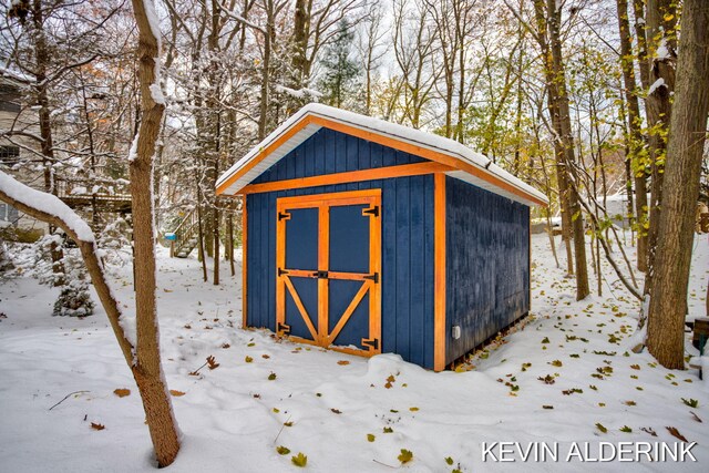 view of snow covered structure