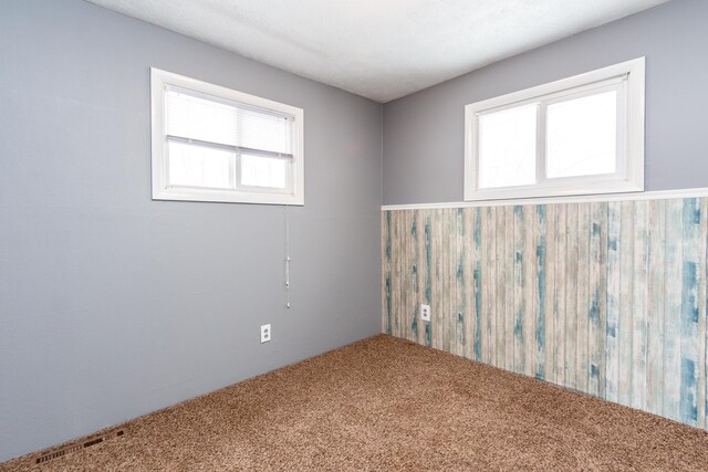 unfurnished room featuring carpet floors and a textured ceiling