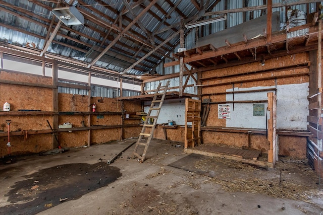 misc room featuring lofted ceiling