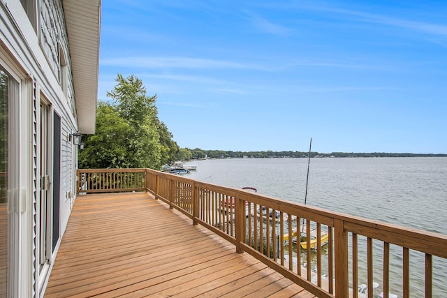 deck with a water view