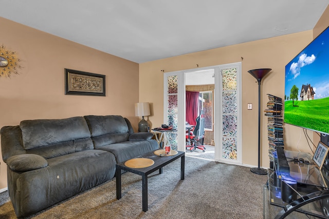 living room with carpet floors