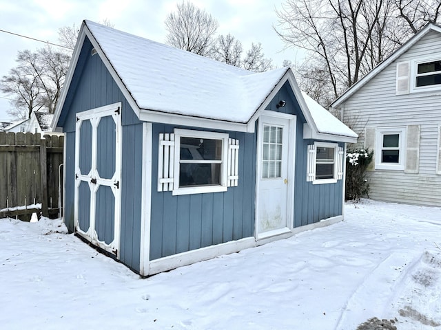 view of snow covered structure