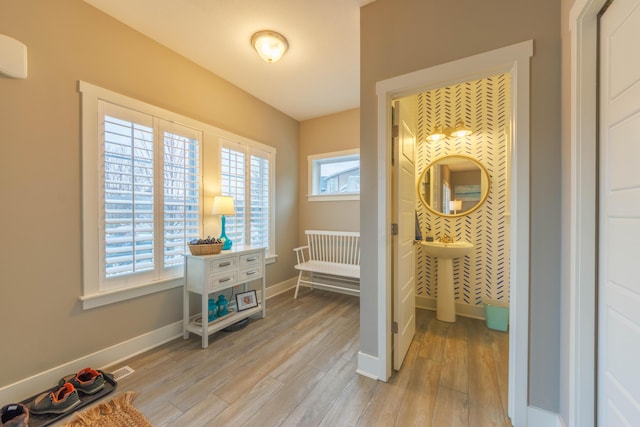 bathroom featuring hardwood / wood-style floors