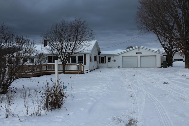 ranch-style house with a deck